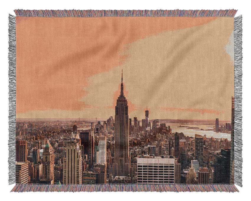 Empire State Building Perfect City Sunrise Woven Blanket