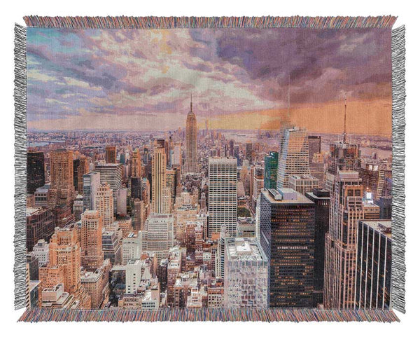 Storm Skies Over NYC Woven Blanket