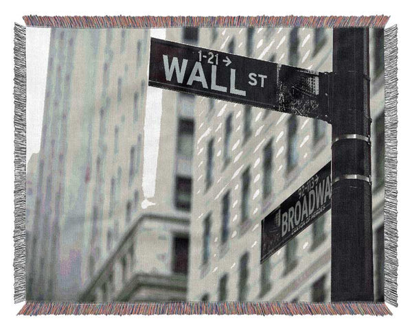 Wall Street And Broadway Signs Woven Blanket