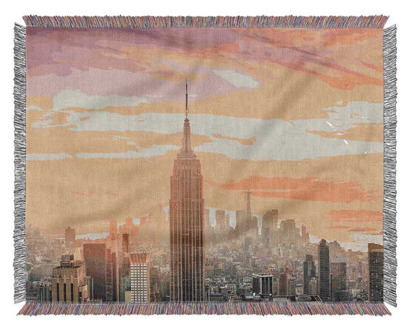 Misty Empire State Building Woven Blanket