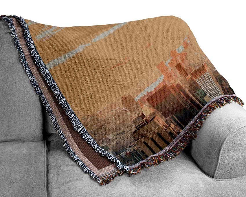 Misty Empire State Building Woven Blanket