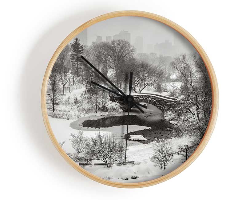 Snowing In Central Park Clock - Wallart-Direct UK