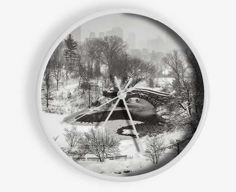 Snowing In Central Park Clock - Wallart-Direct UK