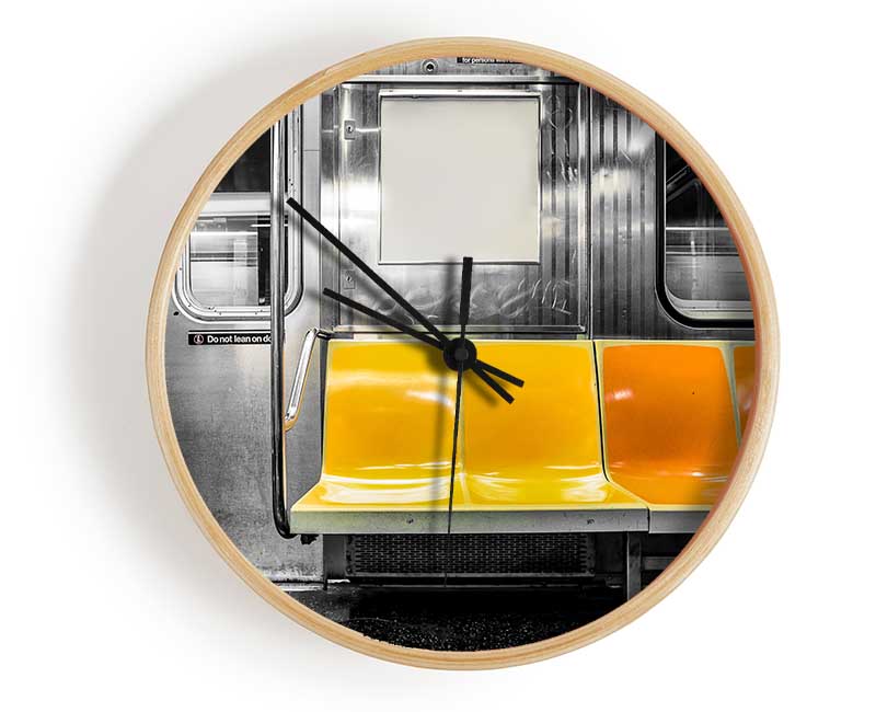 Yellow Seats In The Subway Clock - Wallart-Direct UK