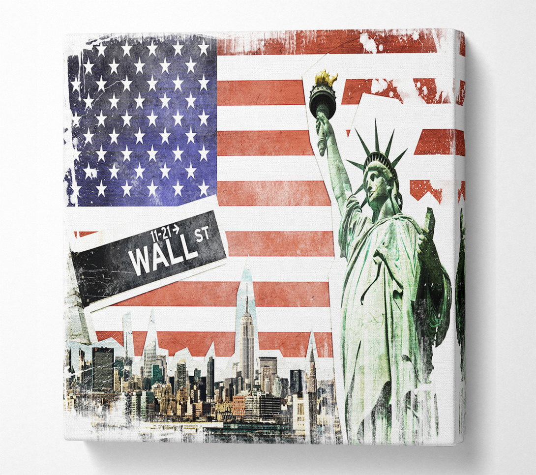 A Square Canvas Print Showing Montage Of NYC Square Wall Art