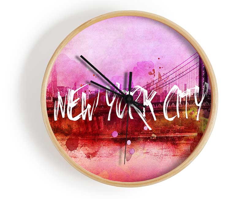 Pink NYC Clock - Wallart-Direct UK