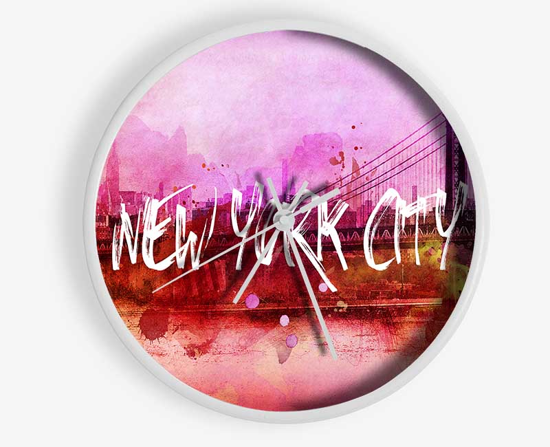 Pink NYC Clock - Wallart-Direct UK