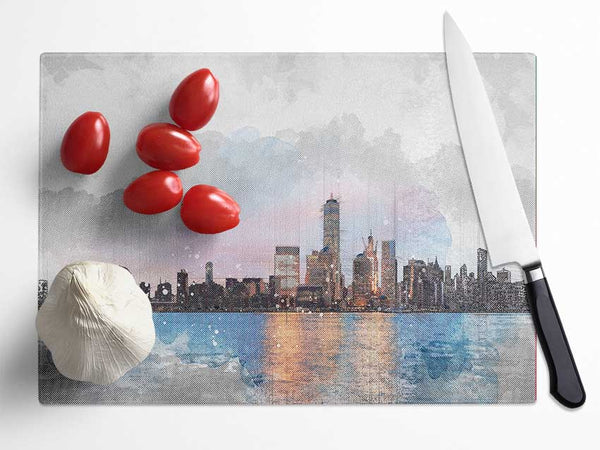 Watercolour NYC Glass Chopping Board