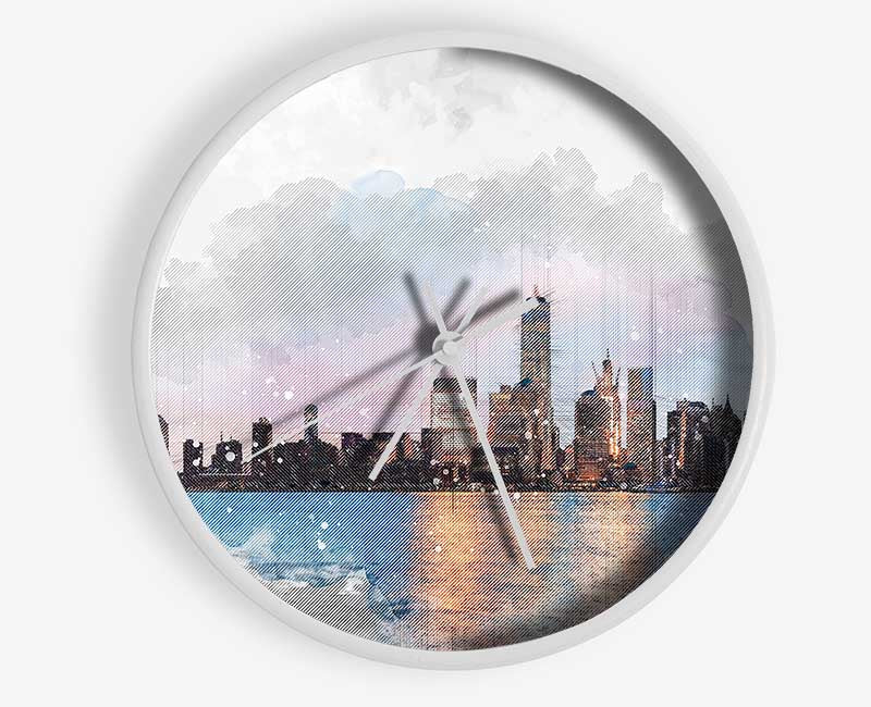 Watercolour NYC Clock - Wallart-Direct UK