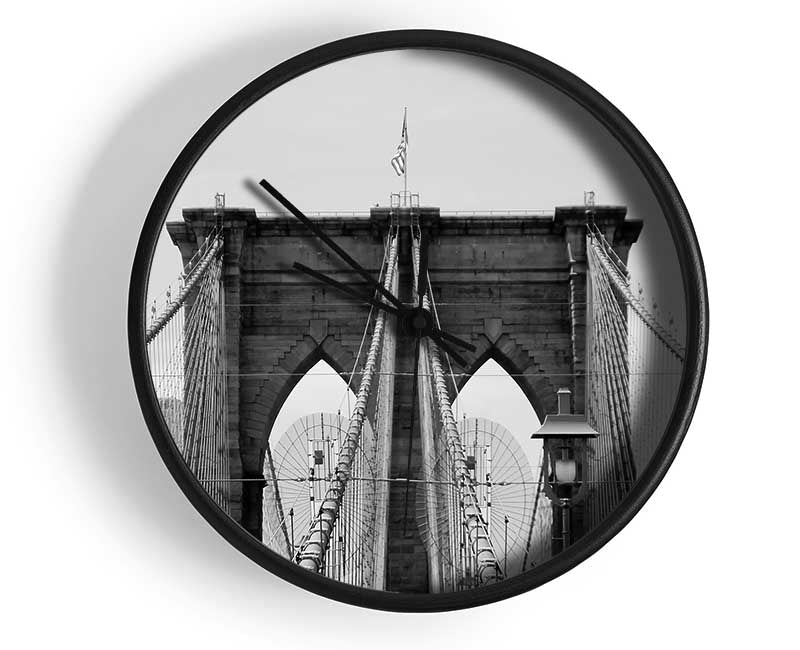 Structure Of Brooklyn Bridge 2 Clock - Wallart-Direct UK