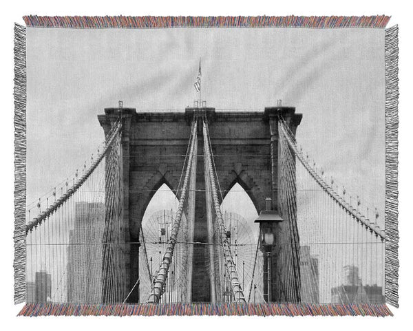 Structure Of Brooklyn Bridge 2 Woven Blanket