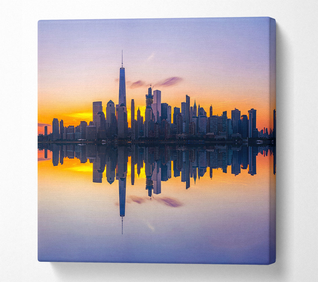 A Square Canvas Print Showing Perfect Sunset Reflections Square Wall Art