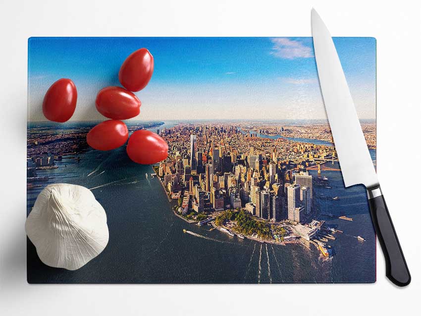 The Harbour Around NYC Glass Chopping Board