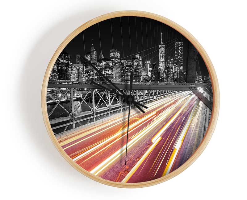 Speed Of Light On Brooklyn Bridge 2 Clock - Wallart-Direct UK