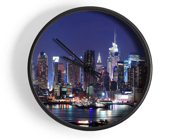 NYC Harbour At Night Clock - Wallart-Direct UK