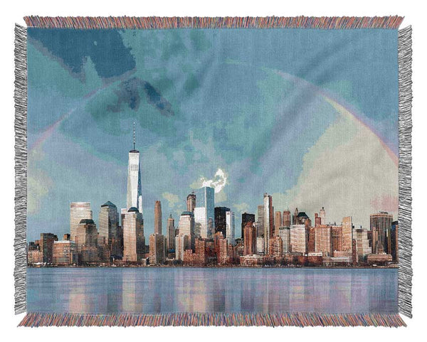 Rainbow Over The Big Apple Woven Blanket