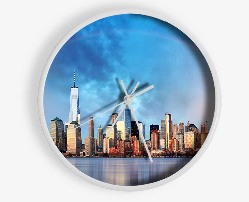 Rainbow Over The Big Apple Clock - Wallart-Direct UK