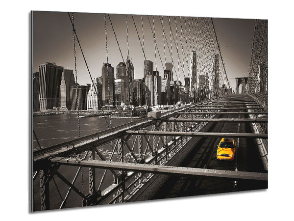 Brooklyn Bridge Yellow Cab Leaving NYC