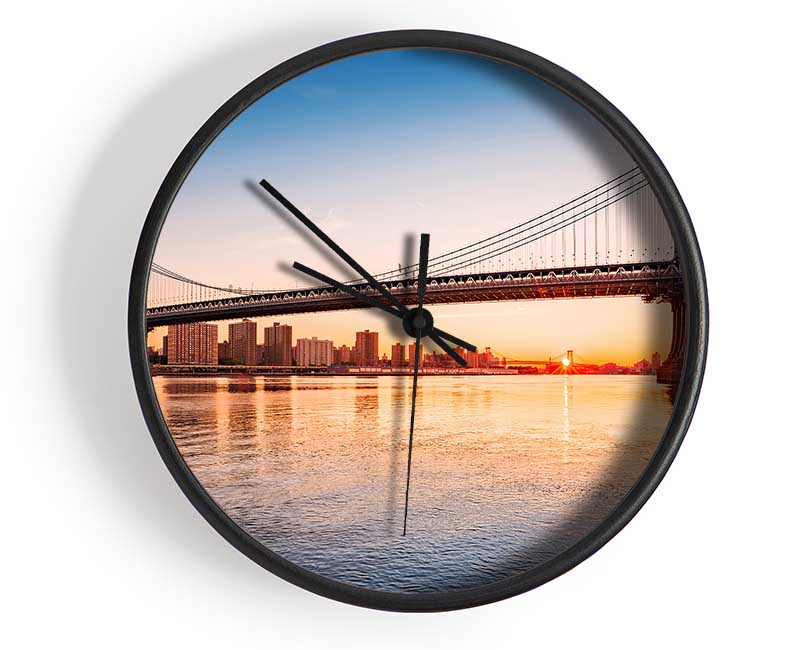 Sunset Bridges Clock - Wallart-Direct UK