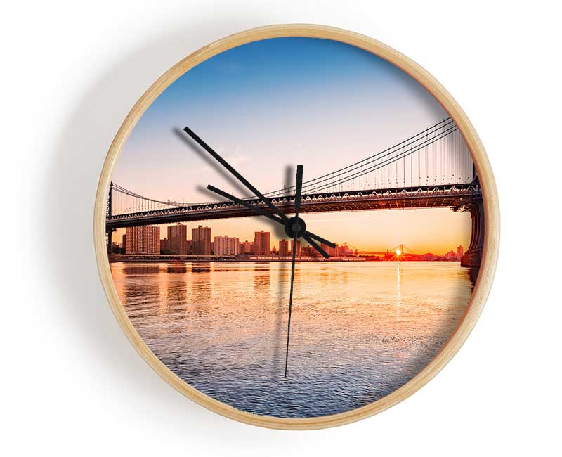 Sunset Bridges Clock - Wallart-Direct UK