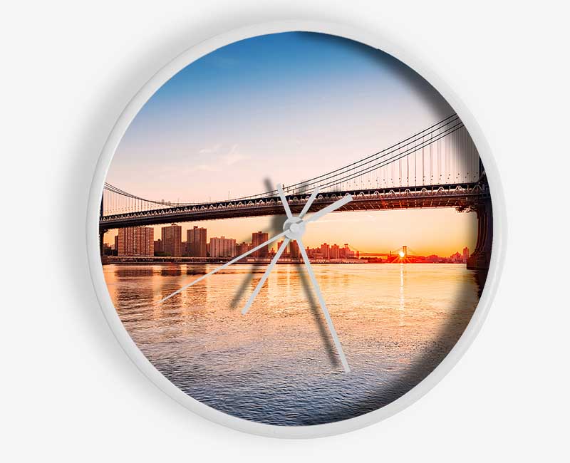 Sunset Bridges Clock - Wallart-Direct UK