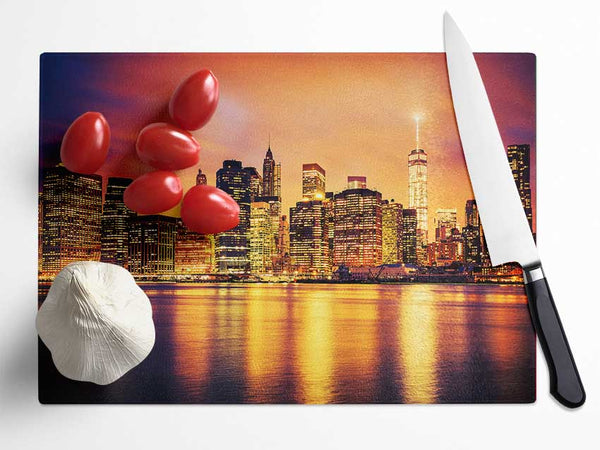 Stunning Skies Over The Hudson River Glass Chopping Board