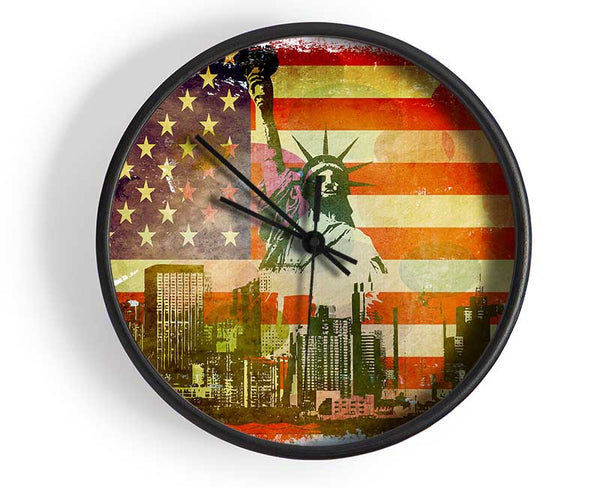 American Flag NYC Clock - Wallart-Direct UK