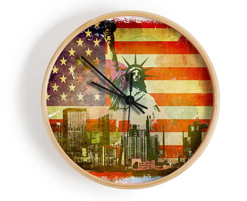 American Flag NYC Clock - Wallart-Direct UK