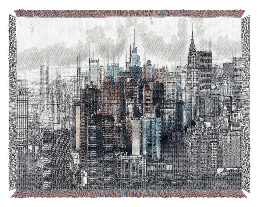 Outline Of The City 11 Woven Blanket