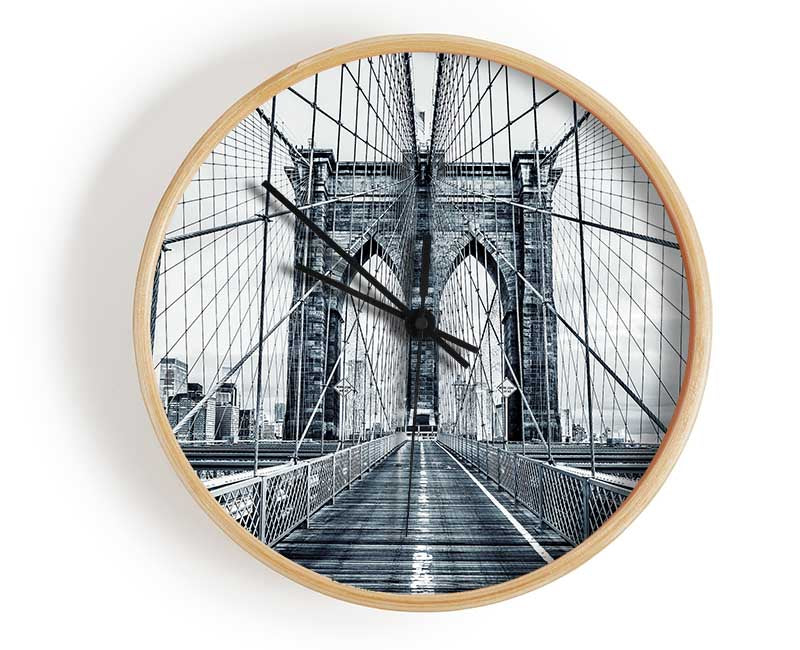 Silver Brooklyn Bridge Clock - Wallart-Direct UK