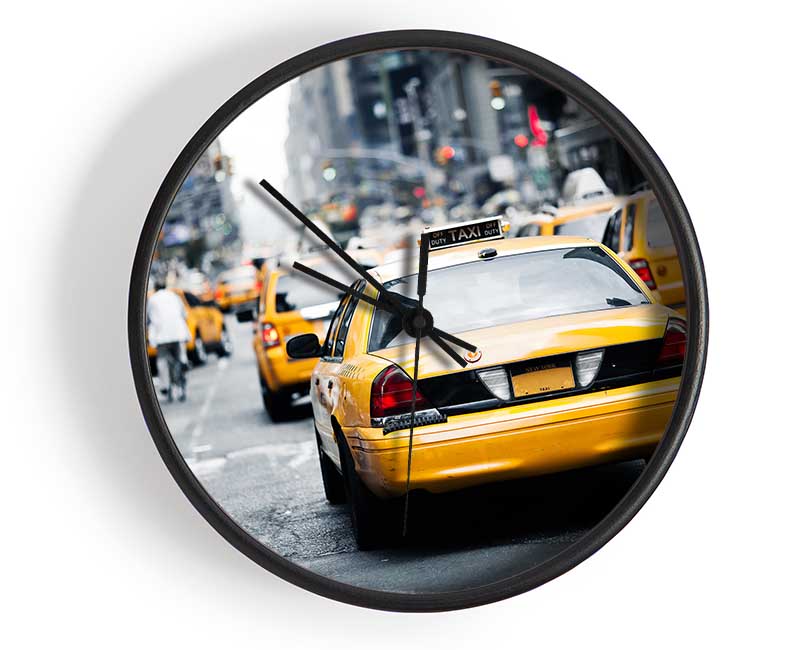 Yellow Taxis On The City Streets Clock - Wallart-Direct UK