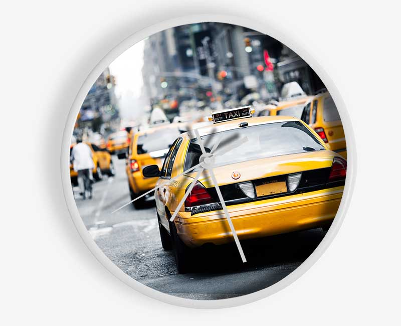 Yellow Taxis On The City Streets Clock - Wallart-Direct UK