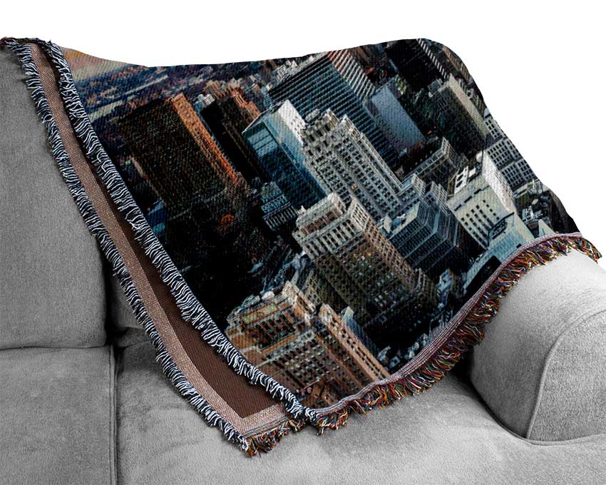 East River Through The Big City Woven Blanket