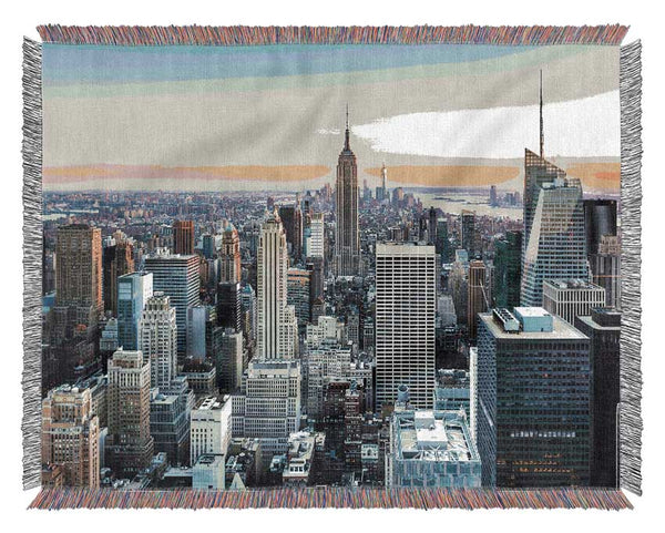 East River Through The Big City Woven Blanket