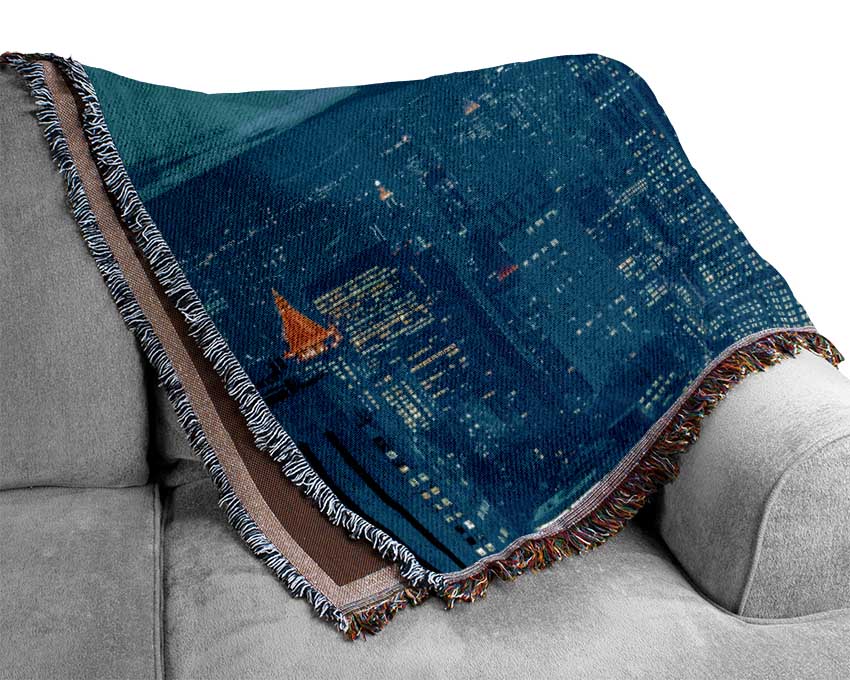 Empire State Building Blues Woven Blanket