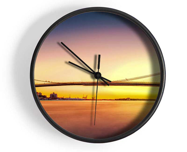 Sunset Over Brooklyn Bridge Clock - Wallart-Direct UK