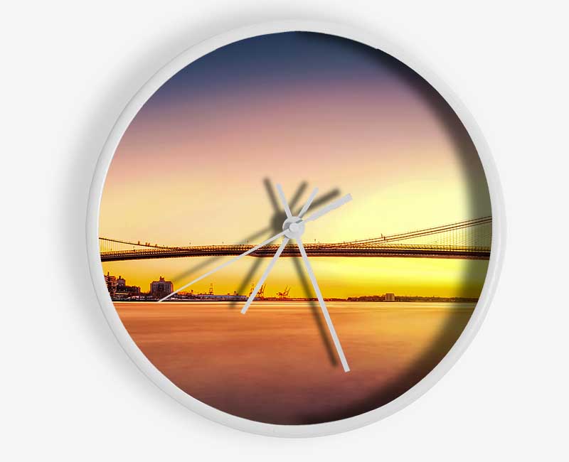 Sunset Over Brooklyn Bridge Clock - Wallart-Direct UK