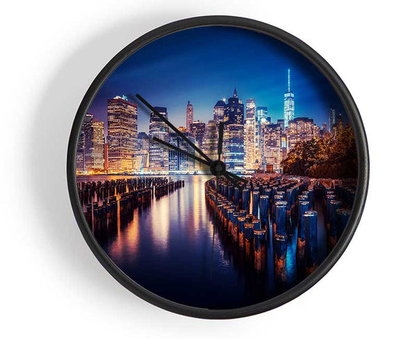 Twinkling Lights Of The Big City Clock - Wallart-Direct UK