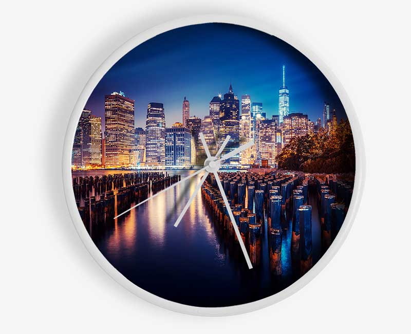 Twinkling Lights Of The Big City Clock - Wallart-Direct UK