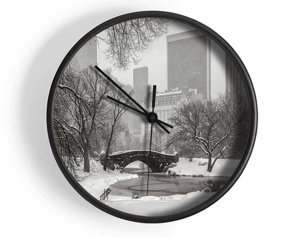 Winter Snow In Central Park Clock - Wallart-Direct UK