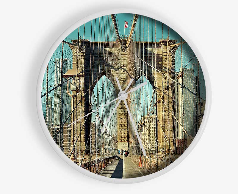 Walking Through The Brooklyn Bridge Clock - Wallart-Direct UK