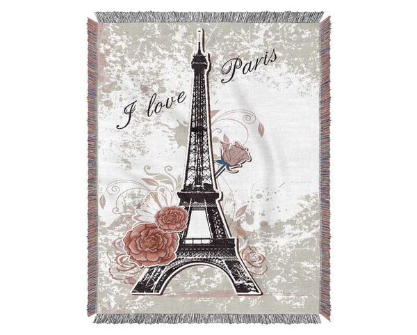 Eiffel Tower Love 1 Woven Blanket