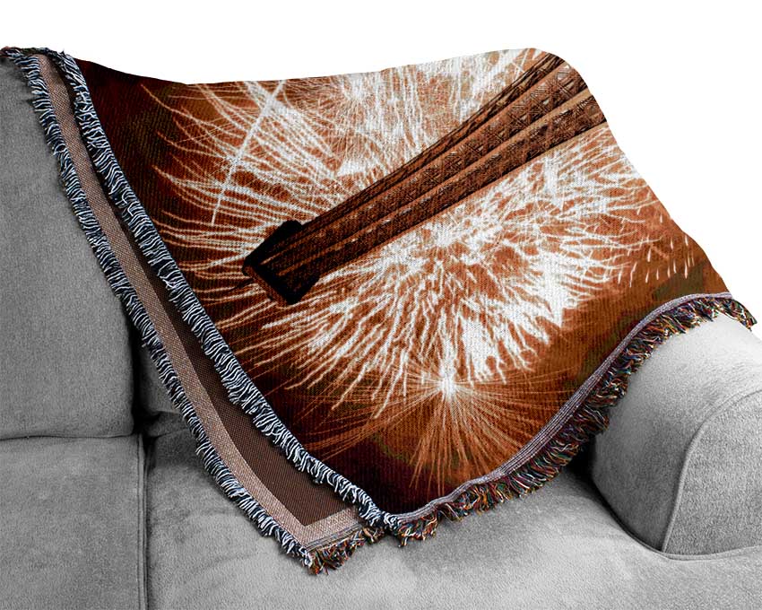 Eiffel Tower Fireworks 2 Woven Blanket