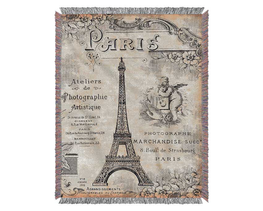 Eiffel Tower Retro 6 Woven Blanket