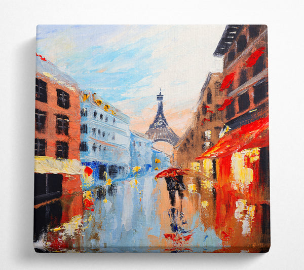 A Square Canvas Print Showing Eiffel Tower Streets 16 Square Wall Art