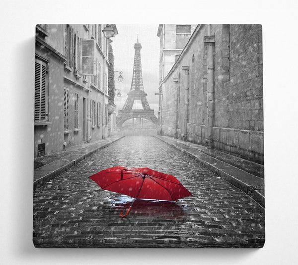 A Square Canvas Print Showing Eiffel Tower Streets 18 Square Wall Art