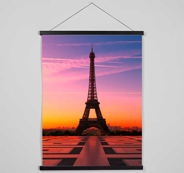 Eiffel Tower Sunset 3 Hanging Poster - Wallart-Direct UK