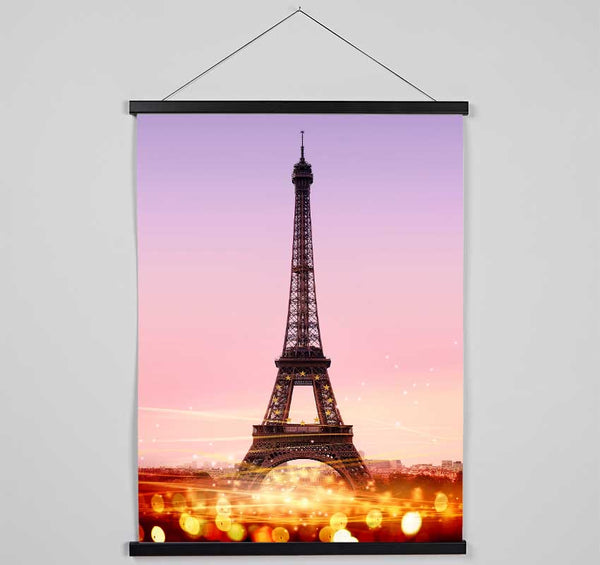 Eiffel Tower Sunset 4 Hanging Poster - Wallart-Direct UK