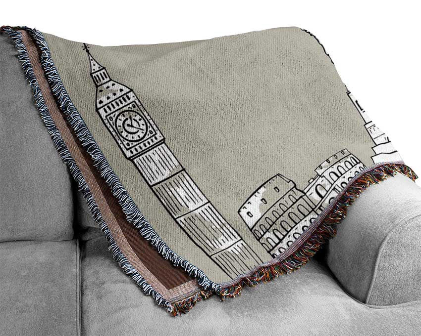 Famous Citys Of The Europe 3 Woven Blanket