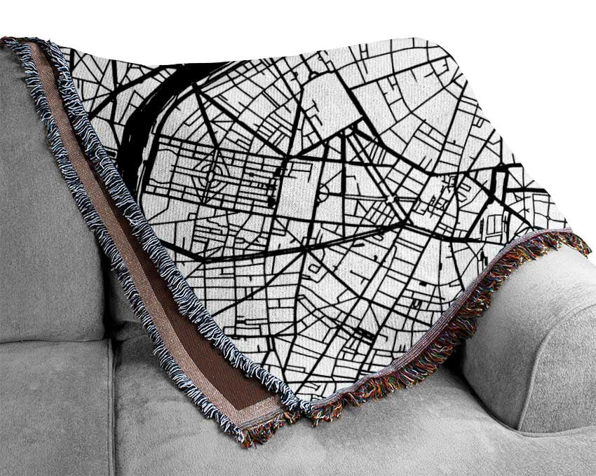 Map Of The City 3 Paris Woven Blanket